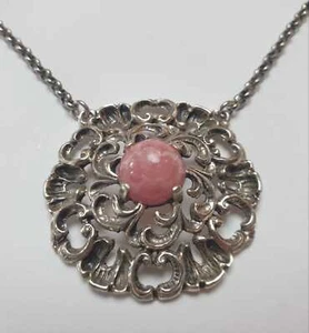 Collar Art Deco de plata 835 con rodocrosita longitud aprox 51 cm  - Imagen 1 de 5