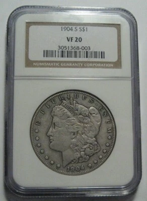 = 1904-S VF20 NGC MORGAN Dollar, Certified, Super EYE Appeal, FREE Shipping - Image 1 of 4
