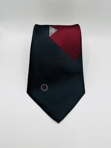 Vintage Halston III Designer Geometric Black Red Blue Gray Silk Necktie - Picture 1 of 8