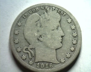 1916-D D/D WEST RPM#1 CONE E-01 BARBER QUARTER DOLLAR GOOD / VERY GOOD G/VG NICE - Picture 1 of 3