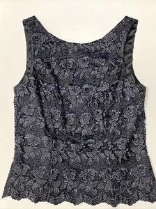JS Collection Sleeveless Beaded Lace Gray Top Size 4 - Picture 1 of 15