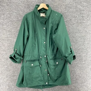 Style & Co Coat Women L Large Green High Neck Long Sleeve Full Zip Lined Casual - Picture 1 of 8