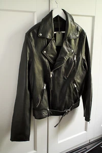 Brand New All Saints Allen Biker Black Leather Jacket size S RRP 369£ - Picture 1 of 4