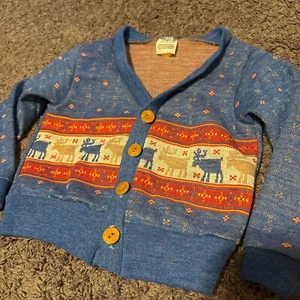 Vintage 70s Kmart Baby Toddler Christmas Cardigan Sweater - Picture 1 of 3