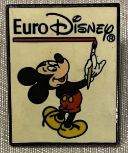 Mickey Mouse EuroDisney Pin Euro Disney Paint Brush Pin Disneyland Paris VTG  - Picture 1 of 4