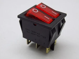 1x IRS-2101-1A3 Double Red Light ON/OFF Snap In Boat Rocker Switch 250V 15A - Picture 1 of 3