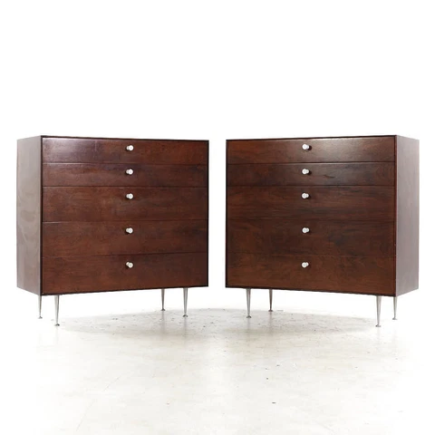 George Nelson Mid Century Rosewood Thin Edge 5 Drawer Chest - Pair Cover