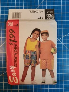 McCall's Stitch n Save 6493, Children's T-Shirt, Tank Top, Shorts and Hat. UNCUT - Picture 1 of 8