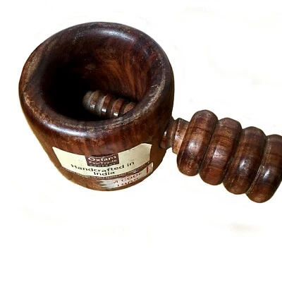 Vintage Wood Handcraft India Pestle Grinding Screw Nut Cracker  - Image 1 of 4