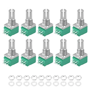 100K Ohm Variable Resistors Double Rotary Carbon Film Taper Potentiometer 10pcs - Picture 1 of 3
