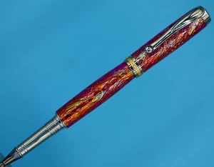 Jr Statesman Rollerball Pen in Palladium and 22K Gold with Rose Opal FX Barrel - Picture 1 of 14