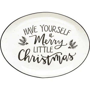 Primitives By Kathy Merry Little Christmas Platter Seasonal Tabletop Holly - Picture 1 of 3