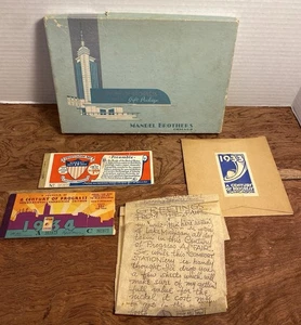 1933 Chicago Worlds Fair un secolo di progresso custodia, biglietto, carta cartella piramide #J - Foto 1 di 17