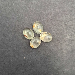 Natural Black Routile Quartz Oval Cabochon Gemstone Lot 4 Pcs 7*9 MM 8 CT - Picture 1 of 3