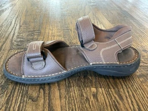 Dr Scholls Brown Leather Sandals Hook& Loop Men US Size 12 D - Picture 1 of 15