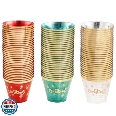 WELLIFE 60 件 9 盎司圣诞派对杯,一次性圣诞快乐杯,含 — 第 1/4 张图片