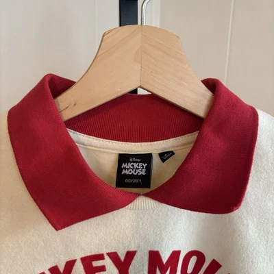 Disney NWT Mickey Mouse SN-OH-W Boy Ski Collared Sweatshirt Womens Medium Cream - Image 1 of 4