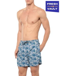 PVP €167 GIERRE MILANO Pantalones Cortos de Natación Talla XXL Azul Floral Cordón Hecho en Italia - Imagen 1 de 4