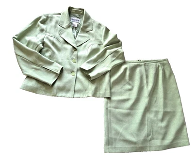 Plaza South 2 Piezas Chaqueta Falda Traje Forrado Verde Menta Talla 14 Manga Larga Carrera Foto 1 de 4