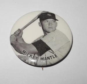 1960's Baseball Mickey Mantle New York Yankees World Series Souvenir Pin Button - Picture 1 of 2