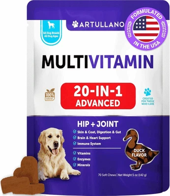 ARTULLANO 20 in 1 Dog Multivitamin with Glucosamine Chewable Dog Vitamins and