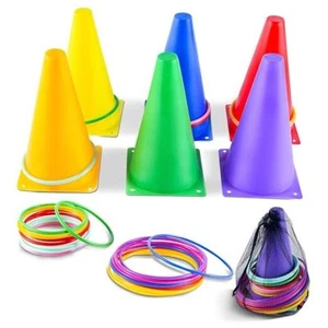  26 Pcs Plastic Colorful Cones Ring Toss Combo Set Outdoor Carnival Games for  - Picture 1 of 8