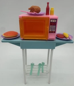 Set tavolo e microonde rosa Barbie vintage 1988 Arco Mattel casa dei sogni cucina HTF - Foto 1 di 6