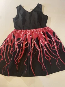 Nuevo con etiquetas Vestido Sucrefas Pulpo Talla XL Púrpura Negro Estampado Pulpo Ajuste y Estilo Cuello en V - Imagen 1 de 19