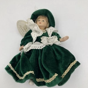 Leonardo Porcelain Doll Green Velvet Dress 7in Collector’s Victorian Style - Picture 1 of 9