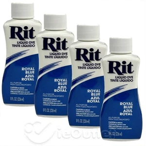 (4 Pack) Rit Liquid Dye All Purpose 8 oz Fabrics Clothes Wood Crafts -ROYAL BLUE - Picture 1 of 5