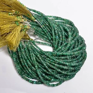 Natural Green Emerald Gemstone Rondelle Smooth Beads 2X2 5X5mm Strand 8" EB-426 - Picture 1 of 3