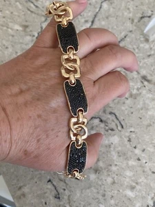 Bronzo Italia Rose Gold Color Bronze 6.00 tcw Black Spinel Bracelet 7"L - Picture 1 of 13