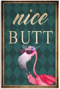 Flamingo Nice Butt Poster Flamingo Funny Vintage Retro Art Picture Home Decor - Picture 1 of 7