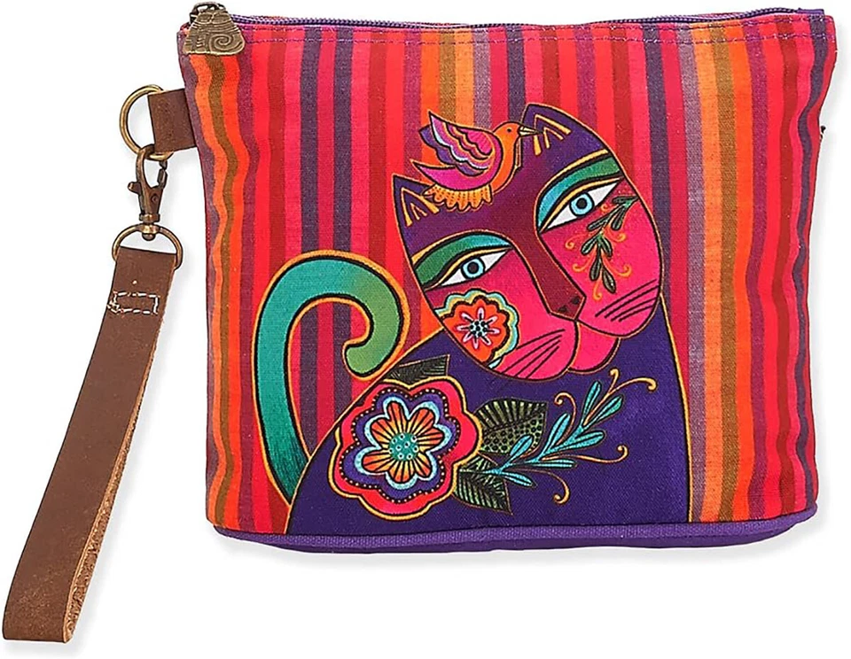 Sun 'N' Sand Laurel Burch Elena Cat Wristlet Multicolor Stripes, 9 x 2 x 6.5" - Image 1 of 1
