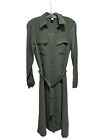 H&M Khaki Military Shirt Dress Size Small long sleeve chest pockets belted