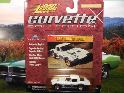 Johnny Lightning Corvette Collection 1963 Grand Sport blanco 1:64 diecast envío gratuito Foto 1 de 3