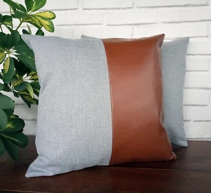 Taba faux leather pillow cover throw-decorative for couch cushion cover16''x16'' - Picture 1 of 7