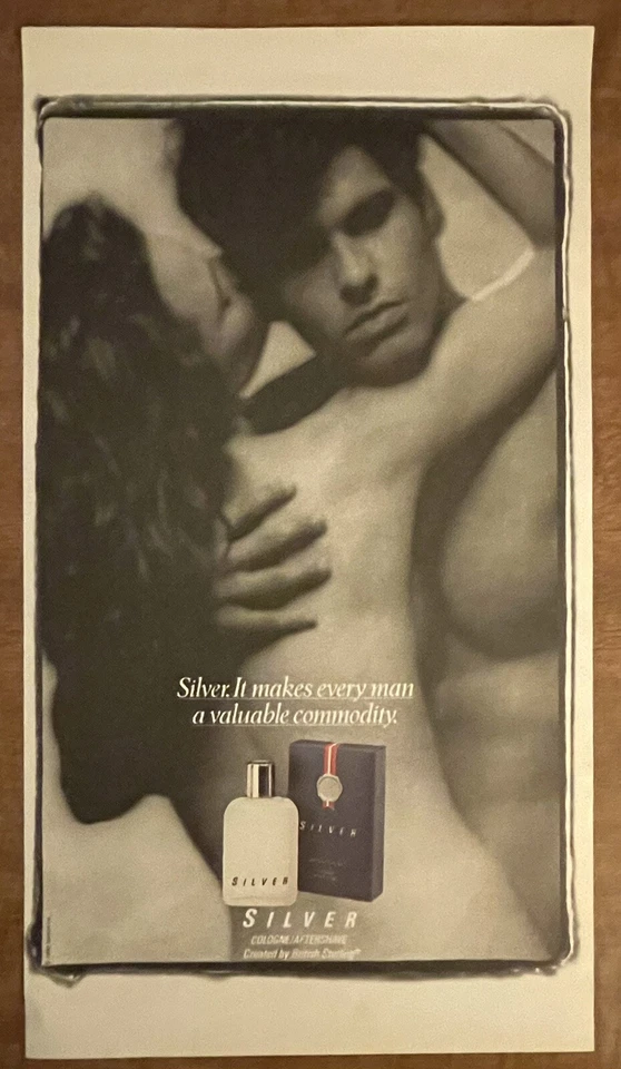 Fragancia para después del afeitado Silver Cologne 1990 para hombre anuncio impreso años 90 Foto 1 de 1