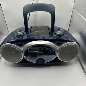 RCA RCD159A CD MP3 AM FM Radio Portable Boombox Ghettoblaster,Blue - Picture 1 of 11
