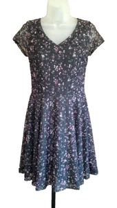My Michelle Womens Purple Floral Fit & Flare Dress Size 9 - Picture 1 of 4