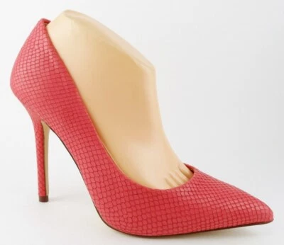 $140 BOUTIQUE 9 JUSTINE Medium Orange Coral Leather Designer Pointed Pumps 8 - Image 1 of 4