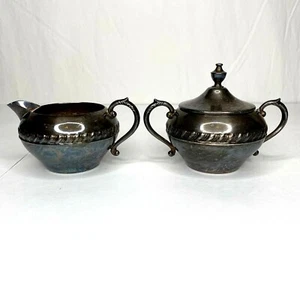 Juego de azúcar crema enchapado en plata sobre tapa de cobre marca para fabricantes - Imagen 1 de 12