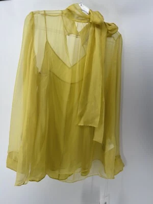 Blusa amarilla Valentino Garavani para mujer US 6/IT 42 seda chifón cuello corbata nueva con etiquetas Foto 1 de 4