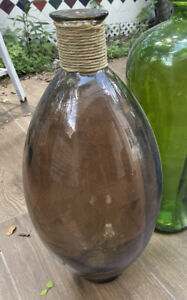 👀HUGE VIDRIOS SAN MIGUEL 100% Recycled Glass 24” BROWN Floor Vase HANDMADE