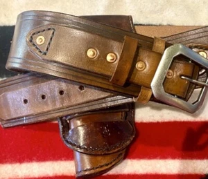 Western Rig CINTURÓN PISTOLA TOOLED Cuero Munición Lazos FUNDA XXL a 49.5" Marca TS USADA EN EXCELENTE ESTADO - Imagen 1 de 24