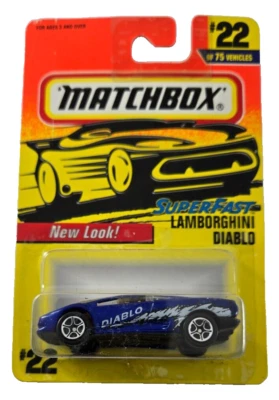 Matchbox 1996 ¡Nuevo aspecto! Superrápido ~ #22 Lamborghini Diablo Azul Diecast NUEVO Foto 1 de 4