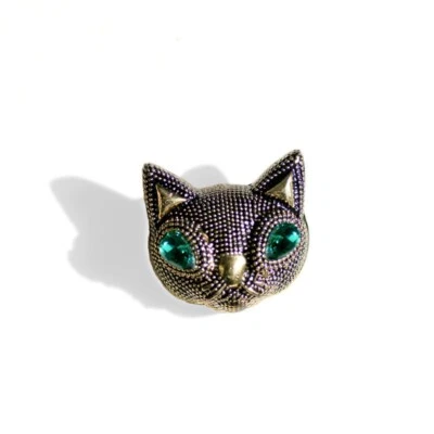 Broche prendedor vintage delicado cabeza de gato para mujer y hombre Foto 1 de 4