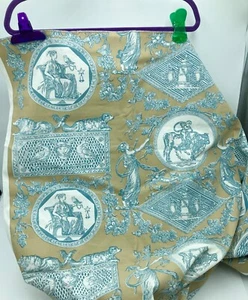 Tela Remanente Directorio de Colección Scalamandre Toile Azul y Dorado 48 x 45 in - Imagen 1 de 8