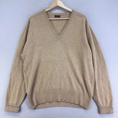 Suéter de cachemir vintage Brooks Brothers para hombre 42 marrón tostado tejido cuello en V Escocia Foto 1 de 4