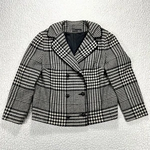 VTG Macy’s Little Shops Houndstooth Cropped Blazer Jacket Wool Tweed 60s Mod USA - Picture 1 of 11